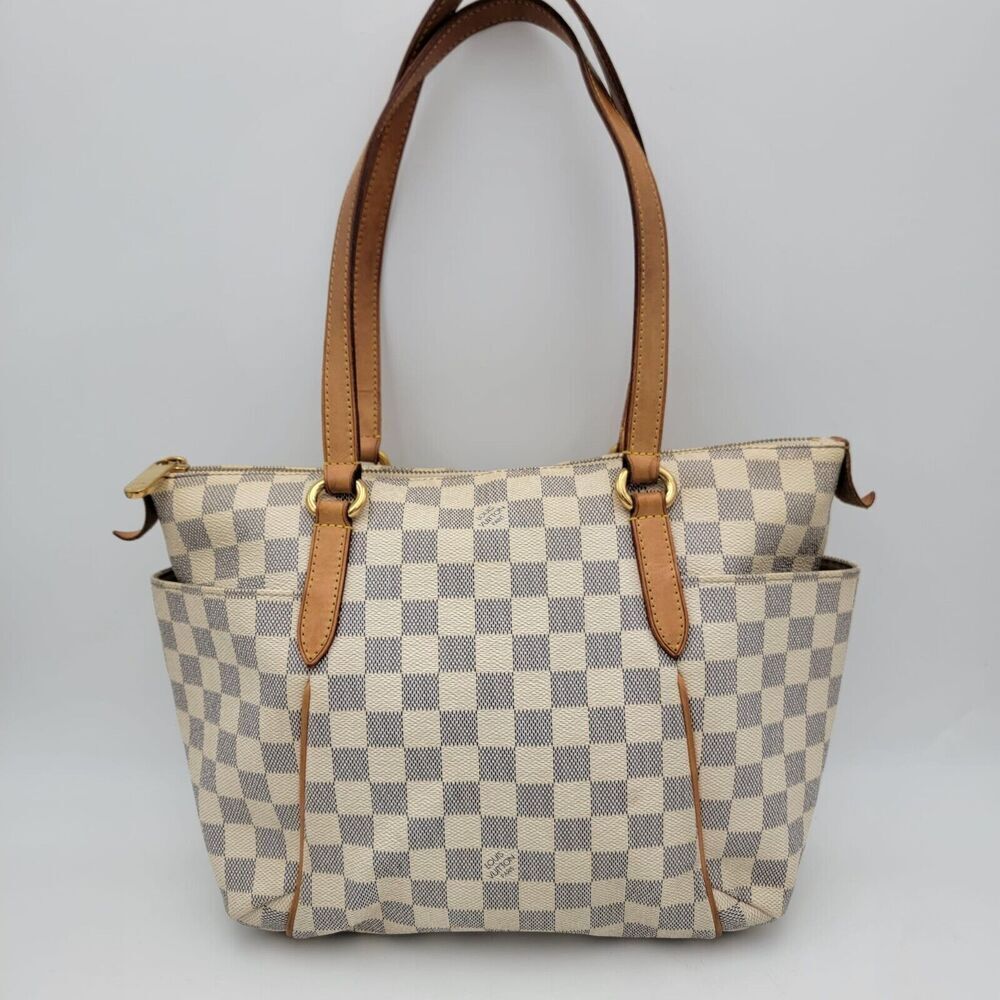 Louis Vuitton Checkered Cream and Brown Tote